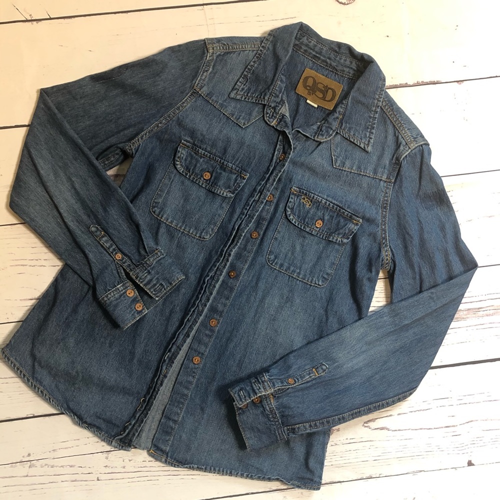 QSD Quicksilver Distressed Denim Shirt Sz Medium
